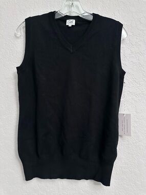 Cielo Womens XLarge Black Sweater Vest V-Neck Preppy NWT